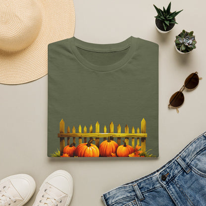 Fall Pumpkins by Fence