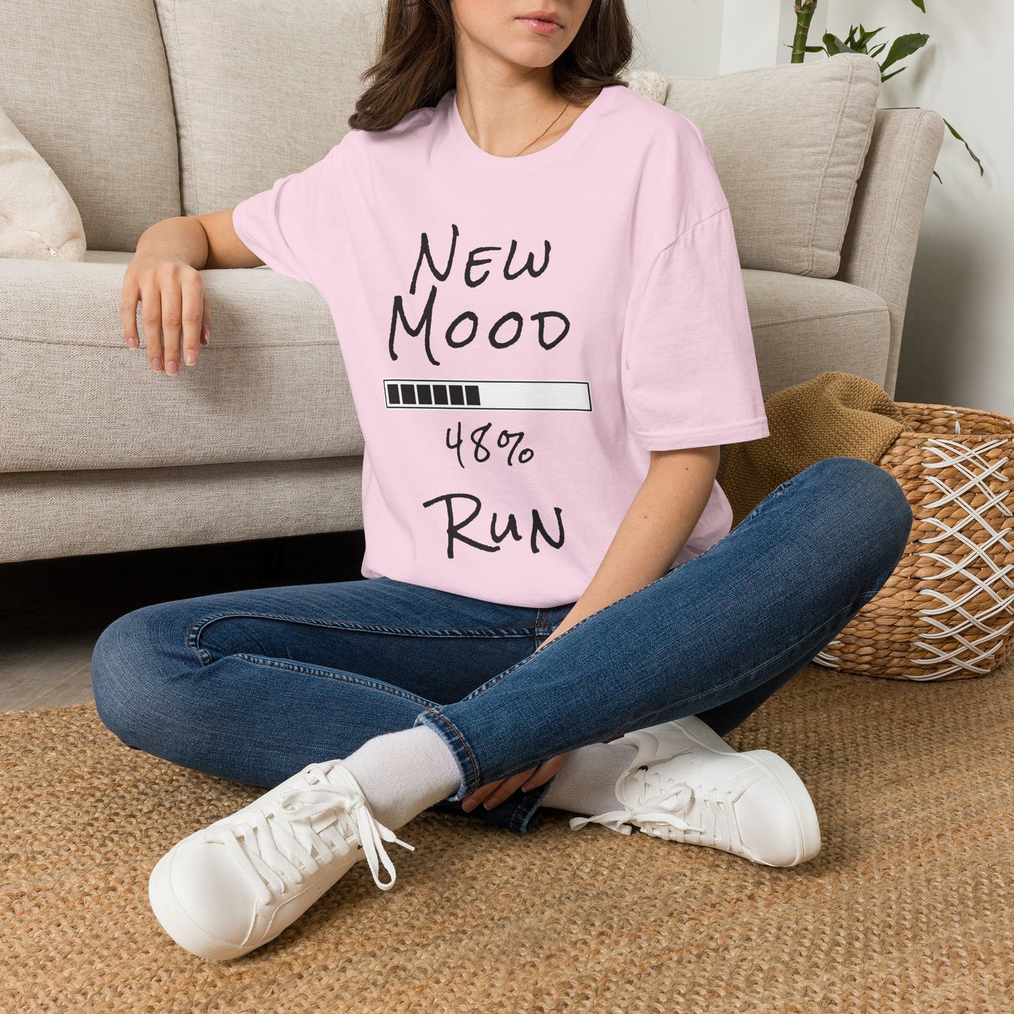 New Mood Loading... Run Funny Graphic Tee