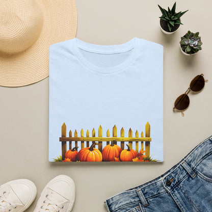 Fall Pumpkins by Fence